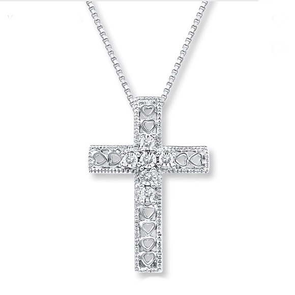 Kay’s Jewelers Cross Heart Necklace 1/20 carat - Picture 1 of 2